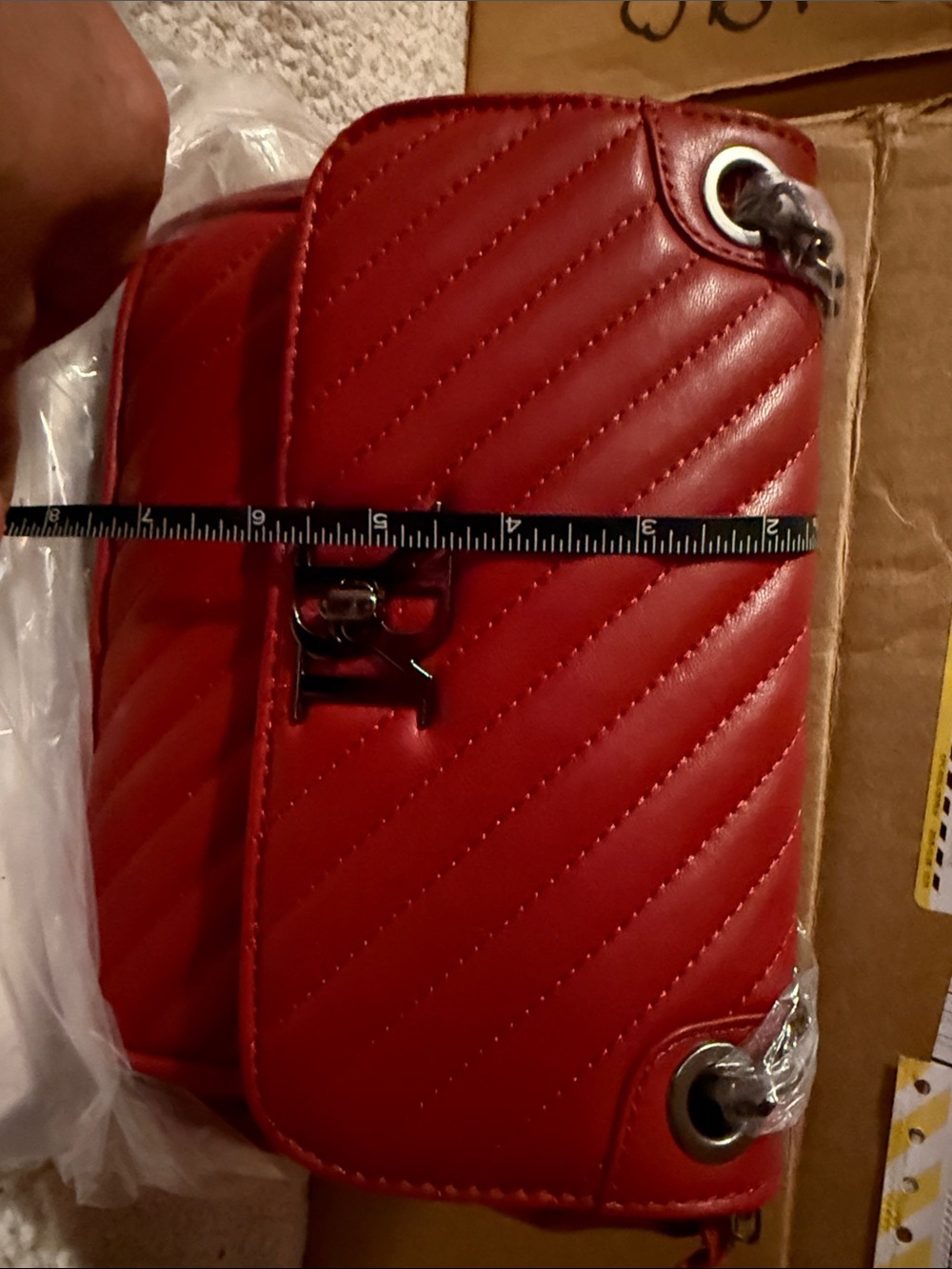 NWT Badgley Mischka Red Quilted Chain Strap Crossbody Bag